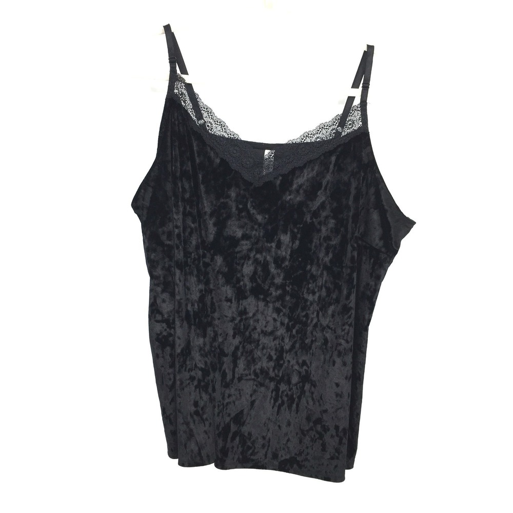 Cacique crushed velvet lace cami camisol tank top whimsigoth goth witchy 26 28